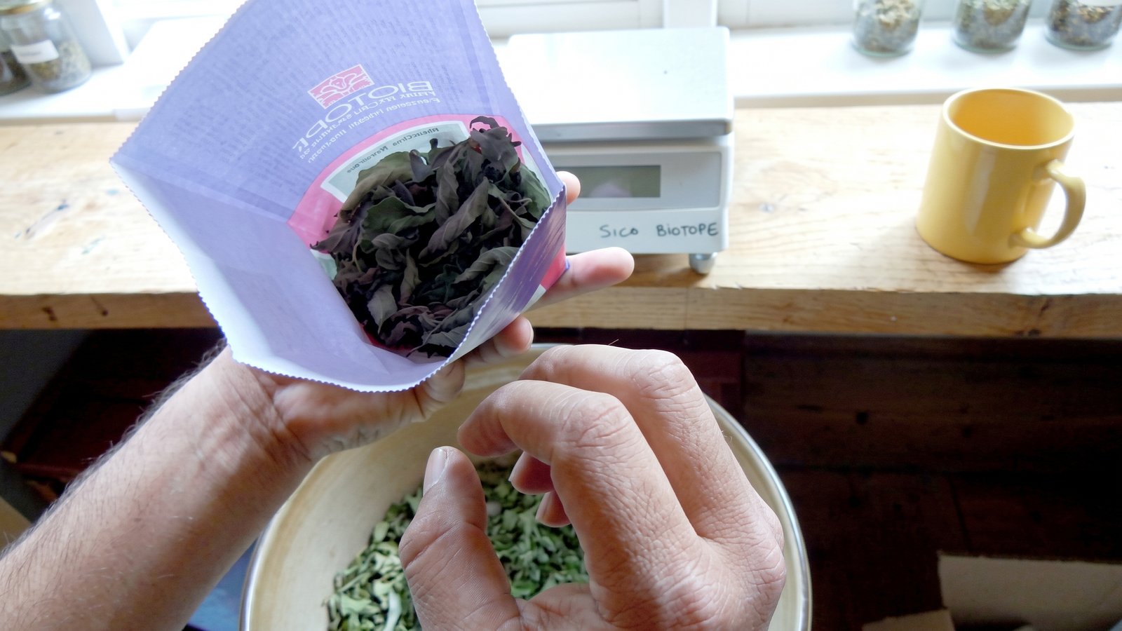 Remplissage manuel d’un sachet de tisane