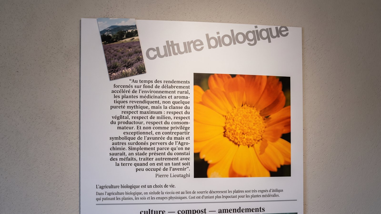 Panneau de l’exposition Simples cultures sur la culture biologique